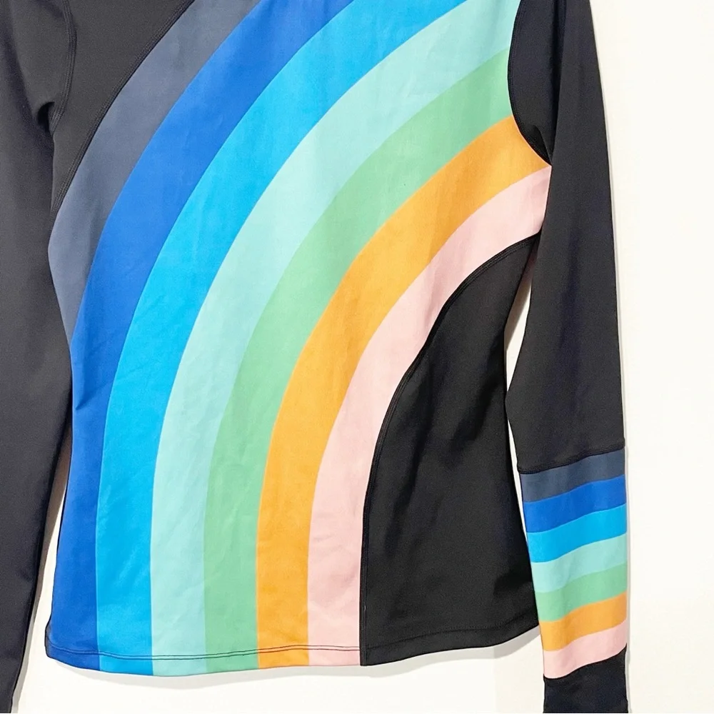 Free People Movement Size Small Rainbow Runner Shirt‎ Navy Athletic